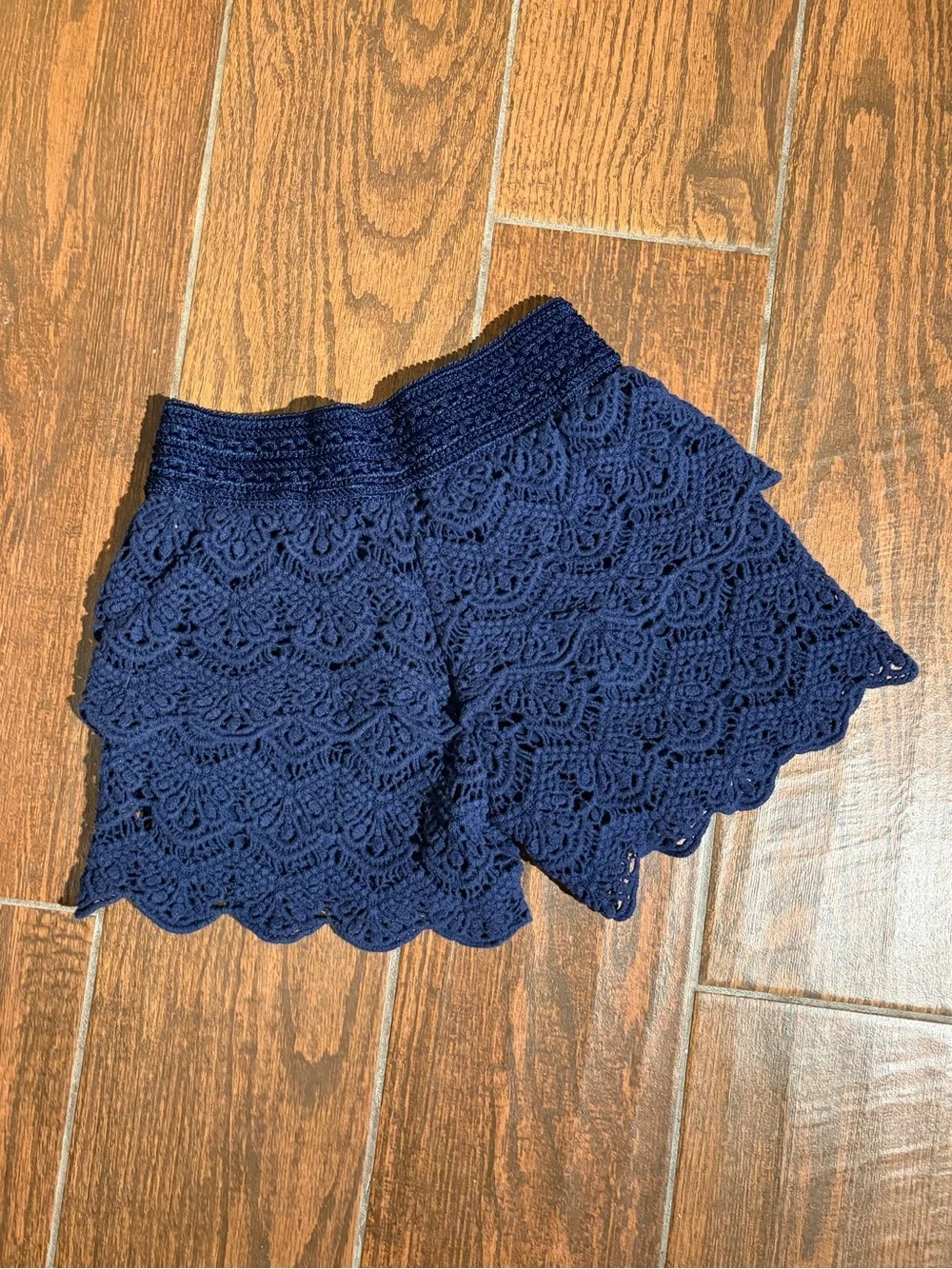 Justice Navy Crochet Lace Skort - Scalloped Hem